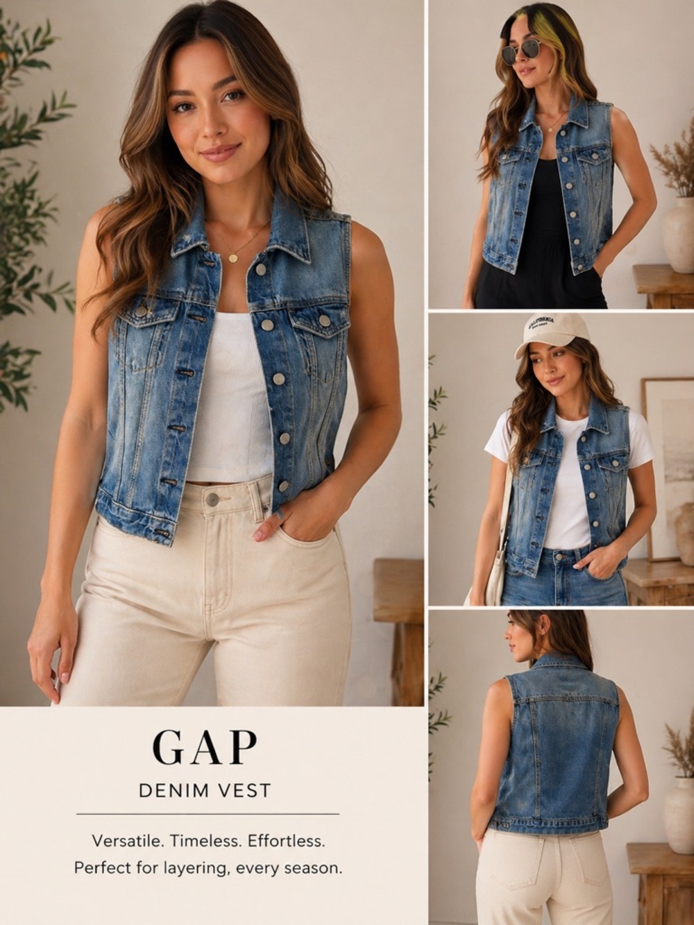 GAP Blue Washed Denim Vest